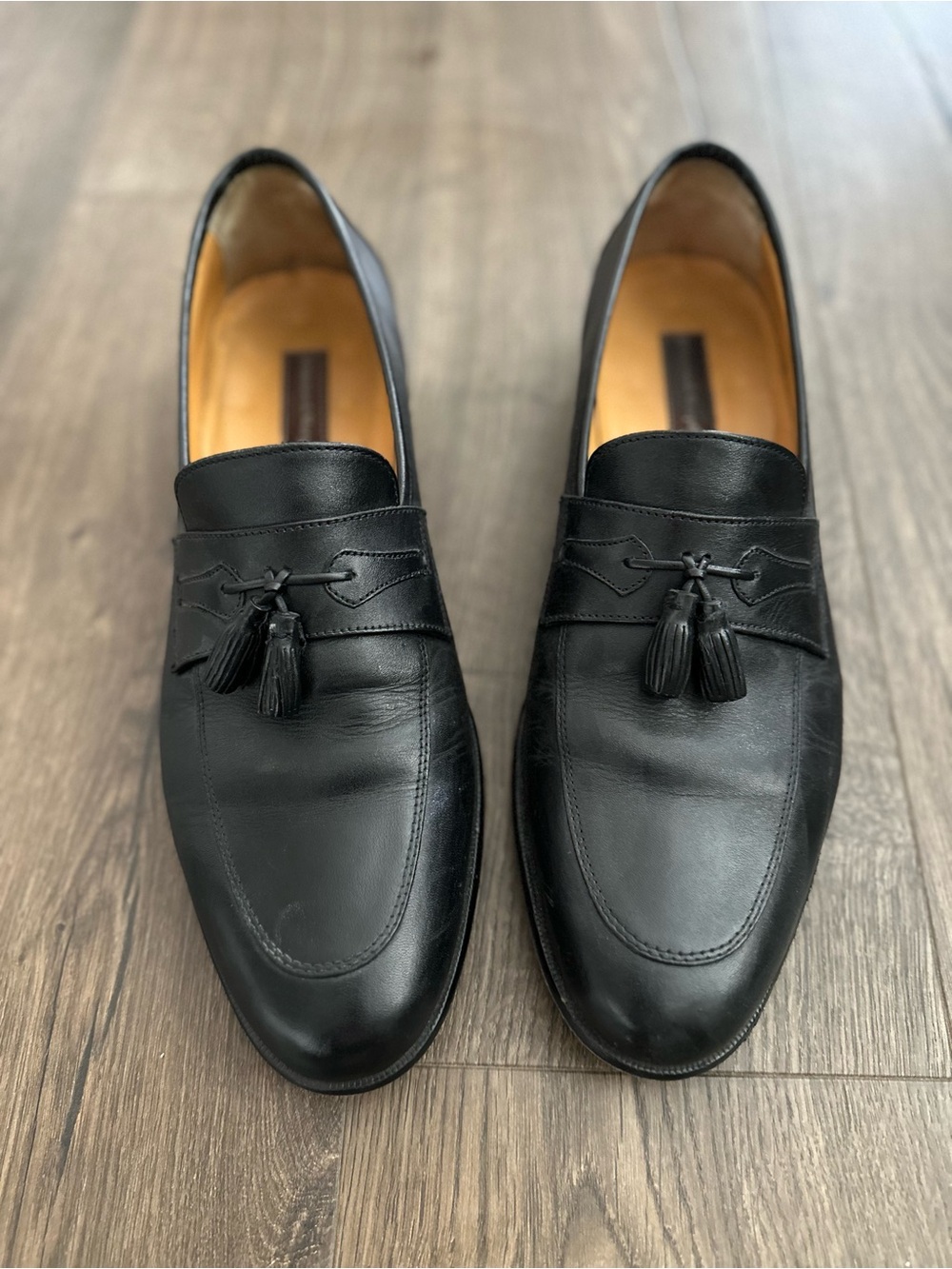 Johnston & Murphy Black Leather Tassel Loafers